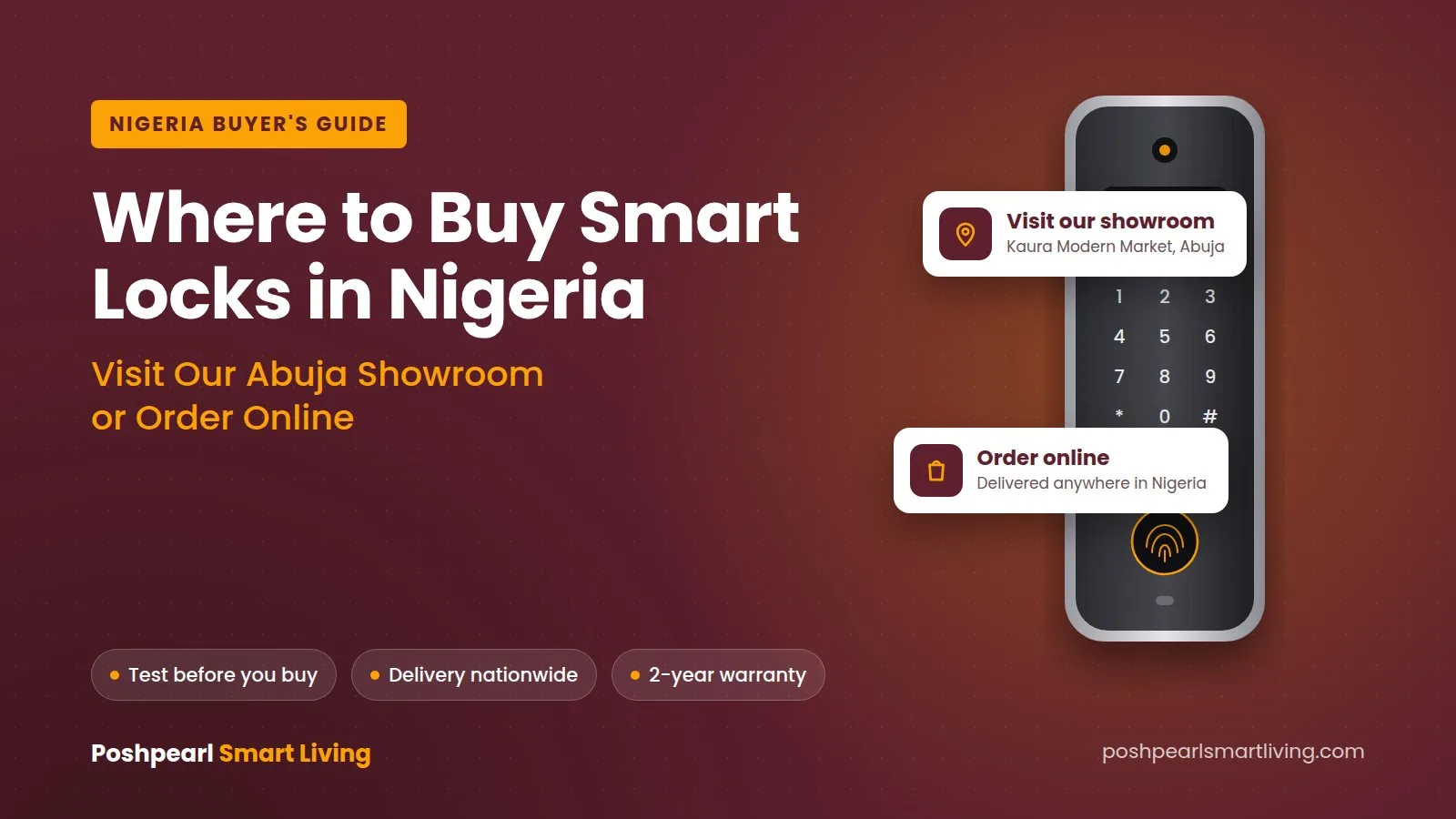Smart lock keypad with two ways to buy: in Abuja, or online with delivery anywhere in Nigeria