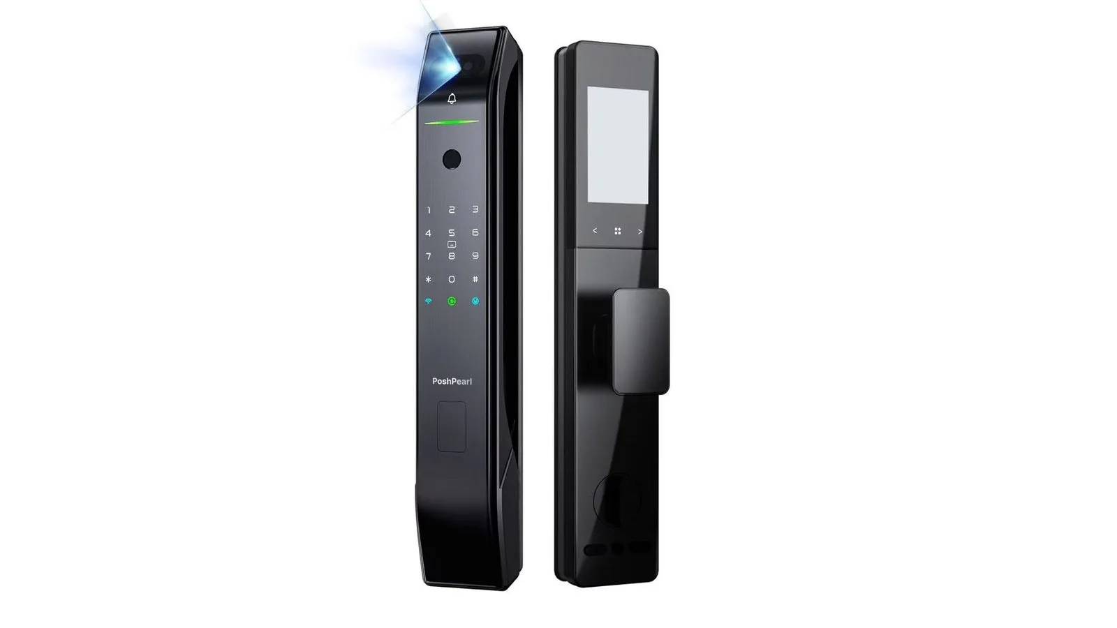 The D2PRO smart lock's front keypad and inside panel